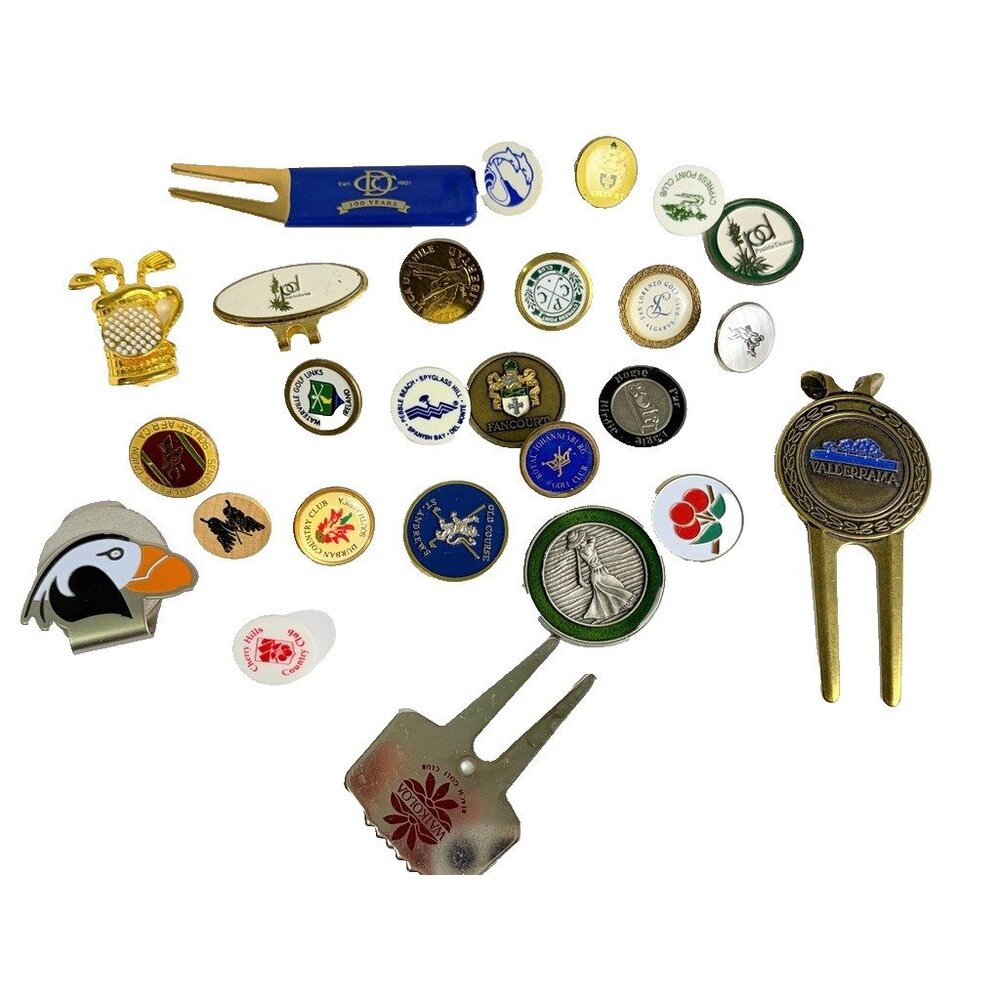 Golf Ball Marker & Divot Tool Lot - Cypress Point, Valderrama, St Andrews